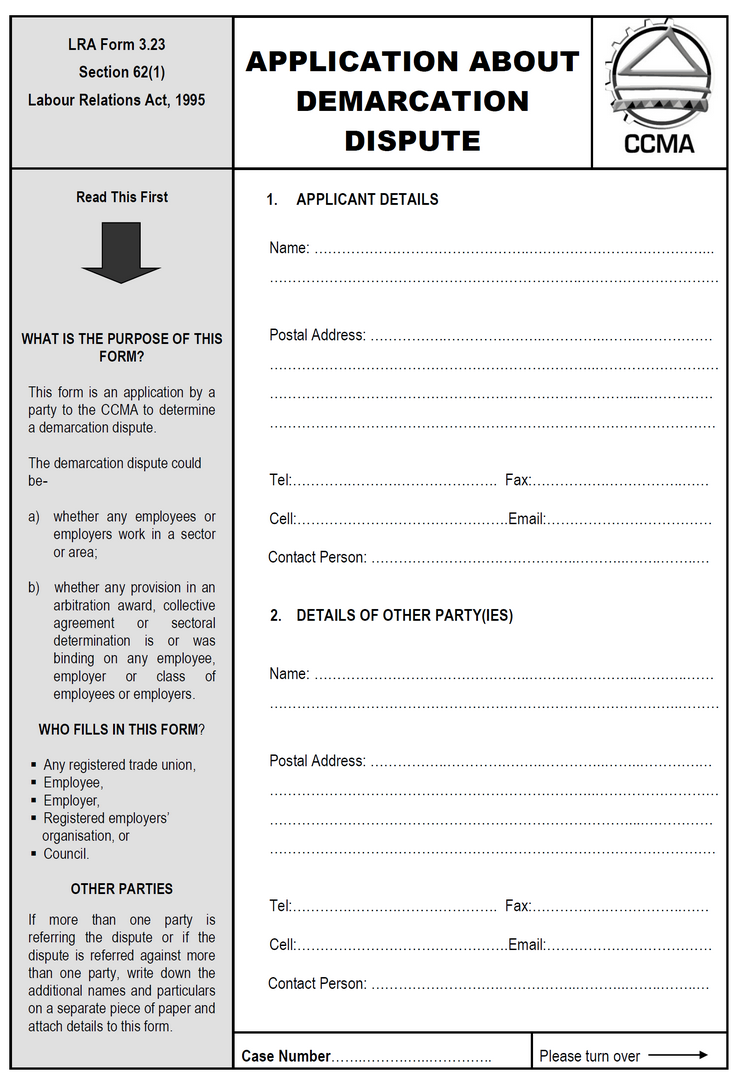 LRA &nbsp;Form 3.23 (Page 1)