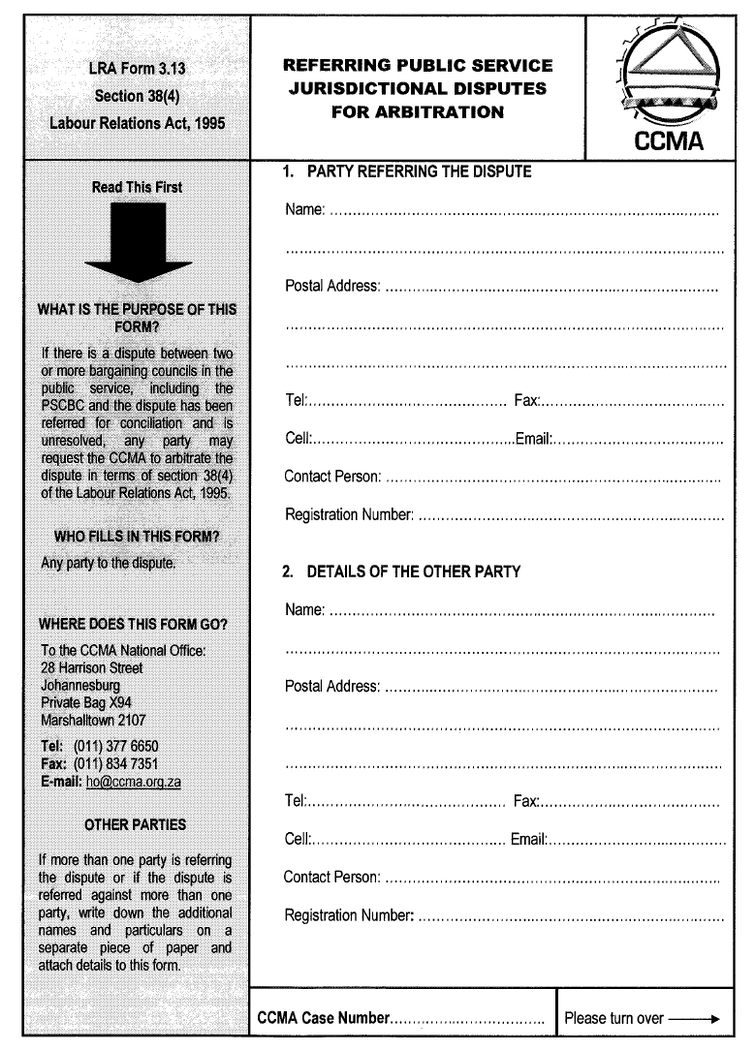 LRA Form 3.13 (page &nbsp;1)