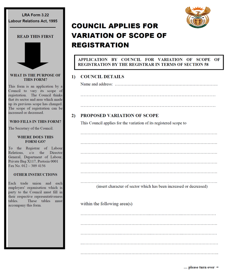LRA &nbsp;Form 3.22 (Page 1)