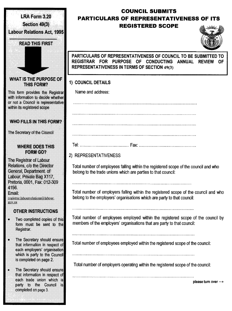LRA &nbsp;Form 3.20 (Page 1)